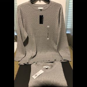 Kim Rogers Gray/silver cable crew sweater size 2X